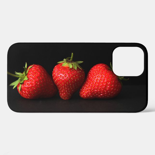 Coques Case-Mate iPhone Trois Fraises Sur L'Iphcna Noire (Verso (horizontal))