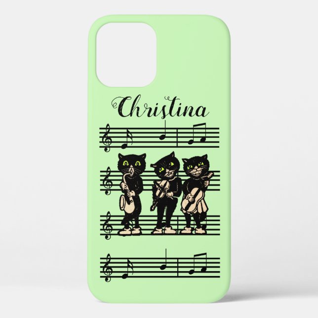 Coques Case-Mate iPhone Trois musiciens de chats noirs sur Partition Musiq (Verso)