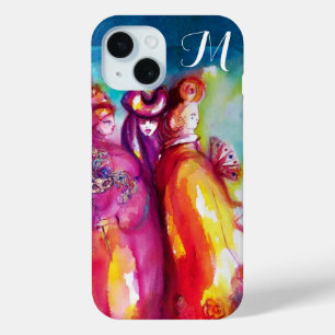 Coque Pour iPhone 15 TROISIÈME MASQUE Monogramme de mascarade vénitienn