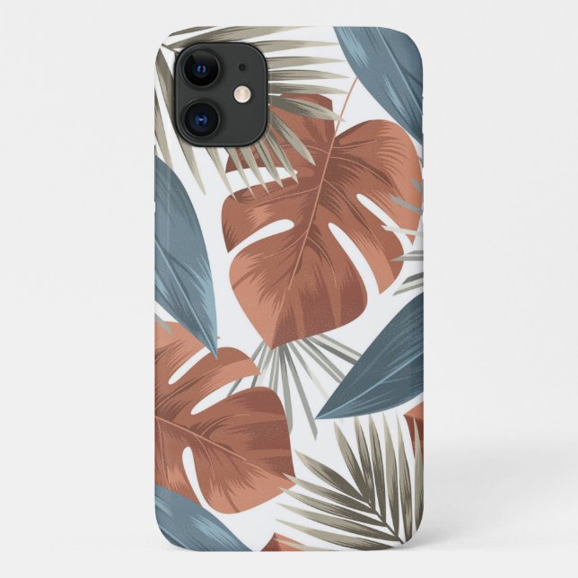 Coques Case-Mate iPhone Tropical Chic Bronze Turquoise Moderne Motif Flora (Dos)
