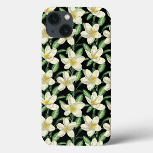 Case-Mate iPhone Case Tropical continu motif fleurs blanches feuille ver