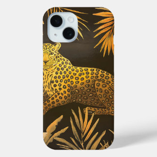 Coque Pour iPhone 15 Tropical Leopard Jungle Motif Safari aventure