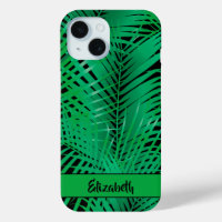 Tropical Palm Fronds sur Black Nom personnalisé