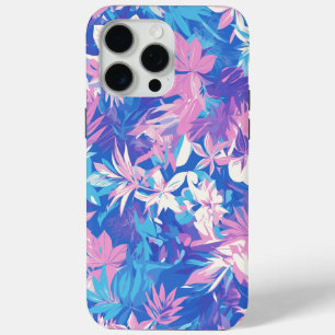 Coque iPhone 15 Pro Max 🌺 Tropical Pink & Blue Floral Pattern - Fresh & V