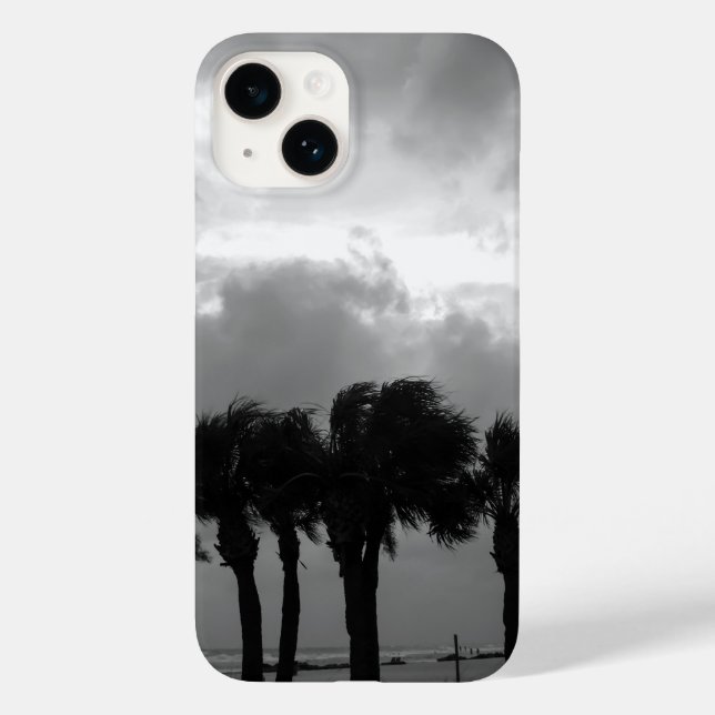 Coques Case-Mate iPhone Tropical Stormy Skies en niveaux de gris Coque-Mat (Verso)