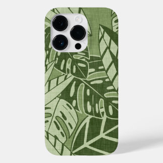 Coque Pour iPhone 14 Pro Tropical Summer Foliage Texture - Moss Green