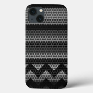 iPhone 13 Coque Trou en acier inoxydable Chevron Métal 2