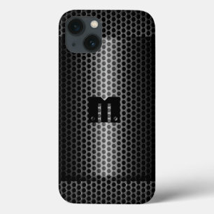 iPhone 13 Coque Trou métallique en acier inoxydable et noir