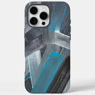 Coques iPhone 16 Pro Max Trucs Abstraits en bleu, gris et noir