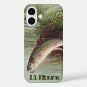Coque Pour iPhone 16 Truite de ruisseau Leaping par S.A. Kilbourne Pois