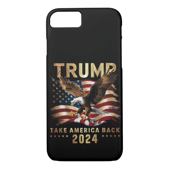 Coques Case-Mate iPhone Trump 2024 Reprendre l'Amérique Drapeau américain  (Dos)