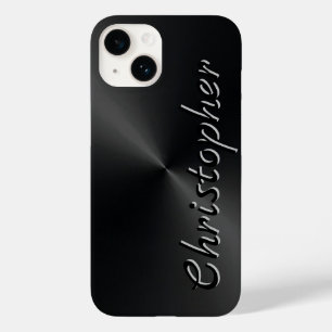 Coque Pour iPhone 14 Ttitane Argent et noir Acier inoxydable Métallique