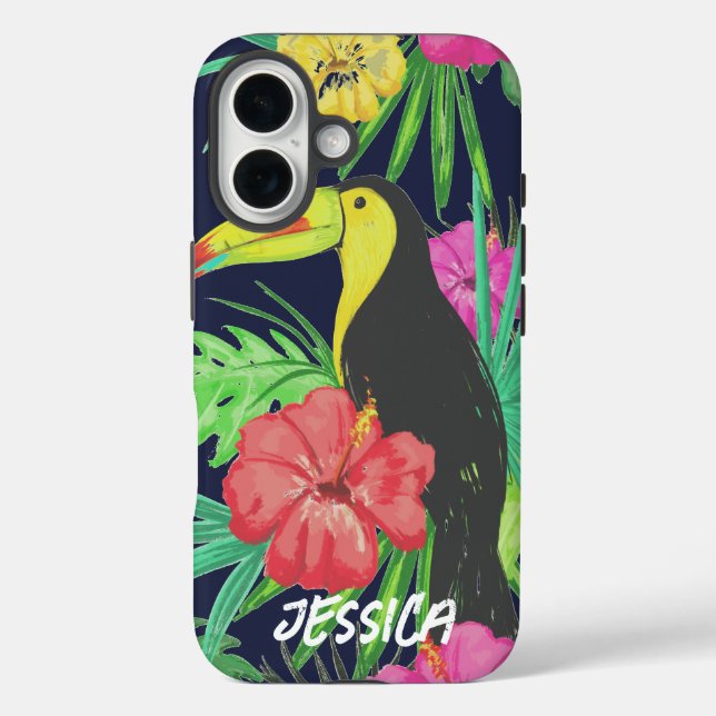 Coques Case-Mate iPhone Tucan tropical et forêt tropicale Feuille Personna (Verso)