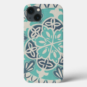 Coques Pour iPhone Tuile bleue I de batik