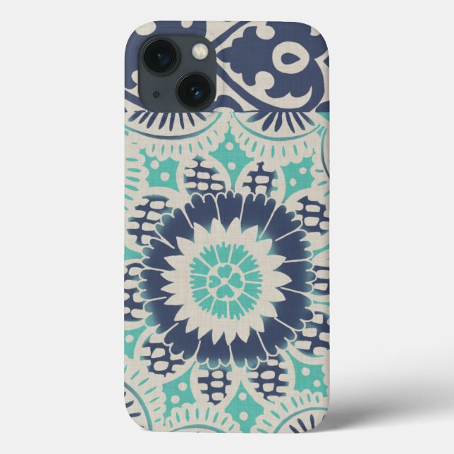 Coques Case-Mate iPhone Tuile bleue III de batik (Verso)