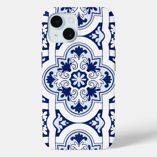 Coques Case-Mate iPhone Tuile bleue portugaise (Verso)