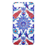 Tuile florale turque antique de rouge bleu de