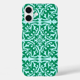 iPhone 16 Plus Case Tuile marocaine - turquoise et aqua