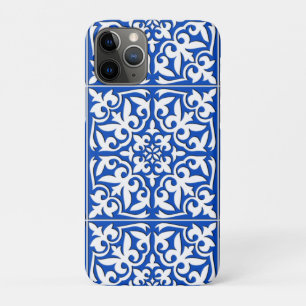 Coques Pour iPhone Tuiles marocaines - bleu cobalt et blanc