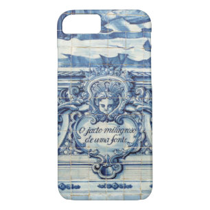 Coque iPhone 7 Tuiles murales portugaises bleues et blanches avec
