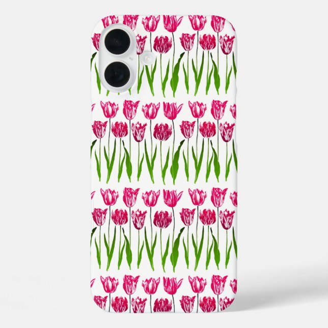 Coques Case-Mate iPhone Tulip Garden Imprimer en rose et vert Fuchsia (Verso)