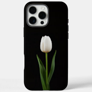 Coques iPhone 16 Pro Max Tulipe blanc perle Black 4 Luxe iPhone 16 Pro Max