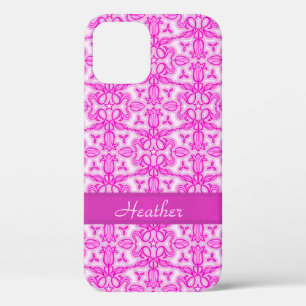 Etui iPhone Case-Mate Tulipe damassé rose violet nom