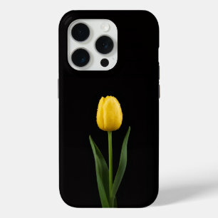 Coque iPhone 15 Pro Tulipe doré Black 4 Luxe iPhone 15 Pro Mate