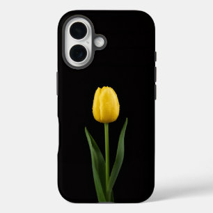 Coque Pour iPhone 16 Tulipe doré Black 4 Luxe iPhone 16 Mate