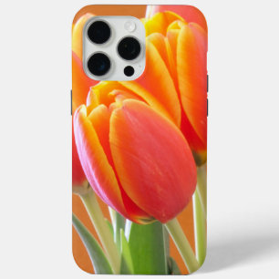 Coque iPhone 15 Pro Max Tulipe orange vibre du bord jaune