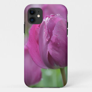 Coques Pour iPhone Tulipe pourpre avec gouttes d'eau