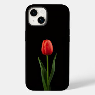 Coque Pour iPhone 14 Tulipe Rouge Rubis Noir 4 Luxe iPhone 14 Mate