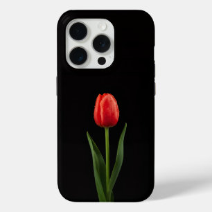 Coque iPhone 15 Pro Tulipe Rouge Rubis Noir 4 Luxe iPhone 15 Pro
