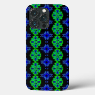 Coques Pour iPhone Tulipes Artdeco dans le style Rétro vert bleu noir