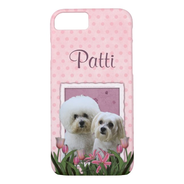 Coques Case-Mate iPhone Tulipes roses - Bichon et maltais (Dos)