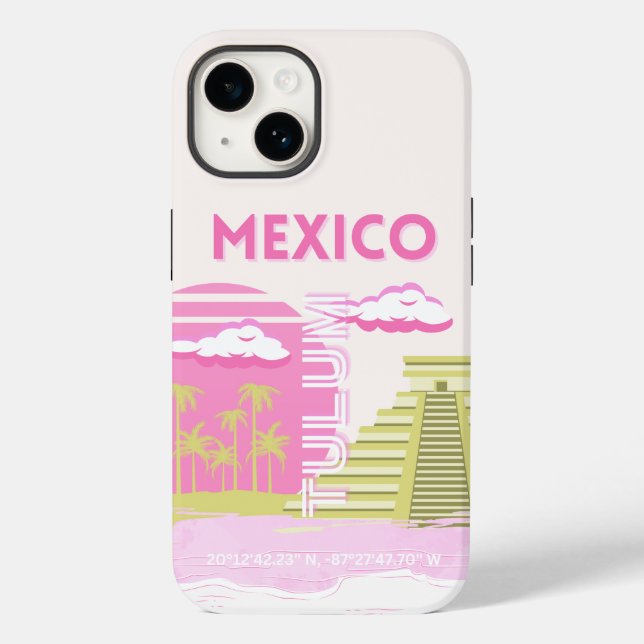 Coques Case-Mate iPhone Tulum, Mexique, Art Voyage, Rose (Verso)