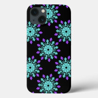 Turquiose et violet fleur de néon Coque-Mate iPhon