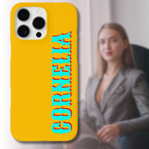 Coques iPhone 16 Pro Max Turquoise 3D Rouge Nom moderne Ambre drôle