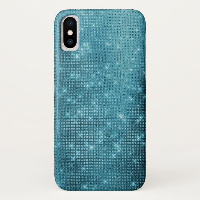 Coques Case-Mate iPhone Turquoise - Aqua Blue Shimmer et Motif étincelant (Dos)