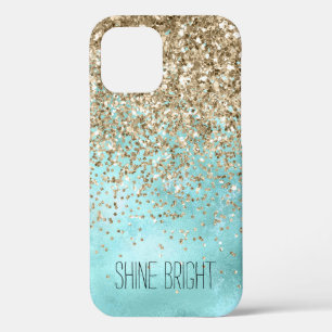 Case-Mate iPhone Case Turquoise Aqua Gold Glam Parties scintillant étin