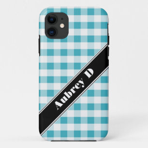 Coque iPhone 11 Turquoise & Blanc En vichy personnalisé iPhone 5 C