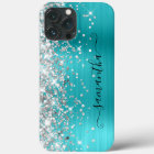 Turquoise Bleu Pailleté Argenté Signature Féminine