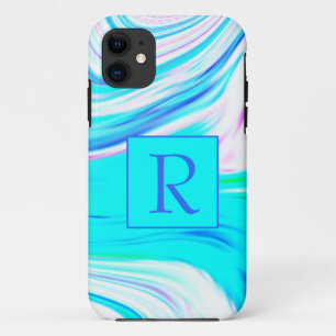 Case-Mate iPhone Case Turquoise bleu rose blanc Abstrait ondulé Monogram