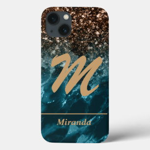 Case-Mate iPhone Case Turquoise Blue Agate parties scintillant Monogramm