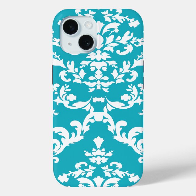 Coques Case-Mate iPhone Turquoise Bold Damask @ Emporiomoffa (Verso)