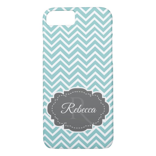 Coques Case-Mate iPhone Turquoise Chevron Coque-coque iphone personnalisé (Dos)