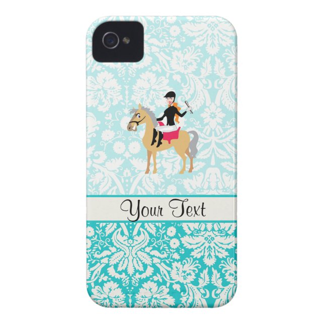Coques Case-Mate iPhone Turquoise Damask Equestrian (Dos)