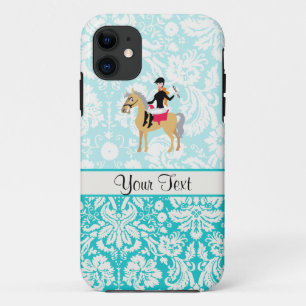 Coques Pour iPhone Turquoise Damask Equestrian