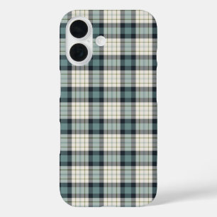 Coque Pour iPhone 16 Turquoise et bleu marine Rustique Plaid