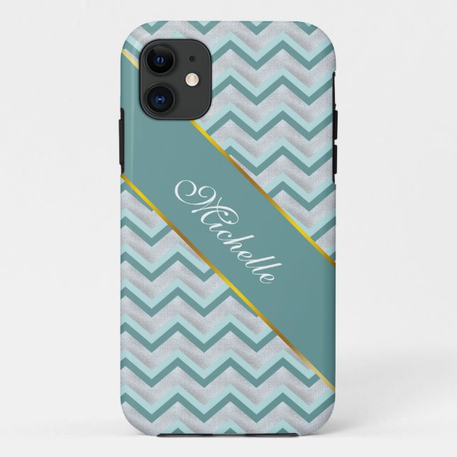Coques Case-Mate iPhone Turquoise et perles ZigZag (Dos)